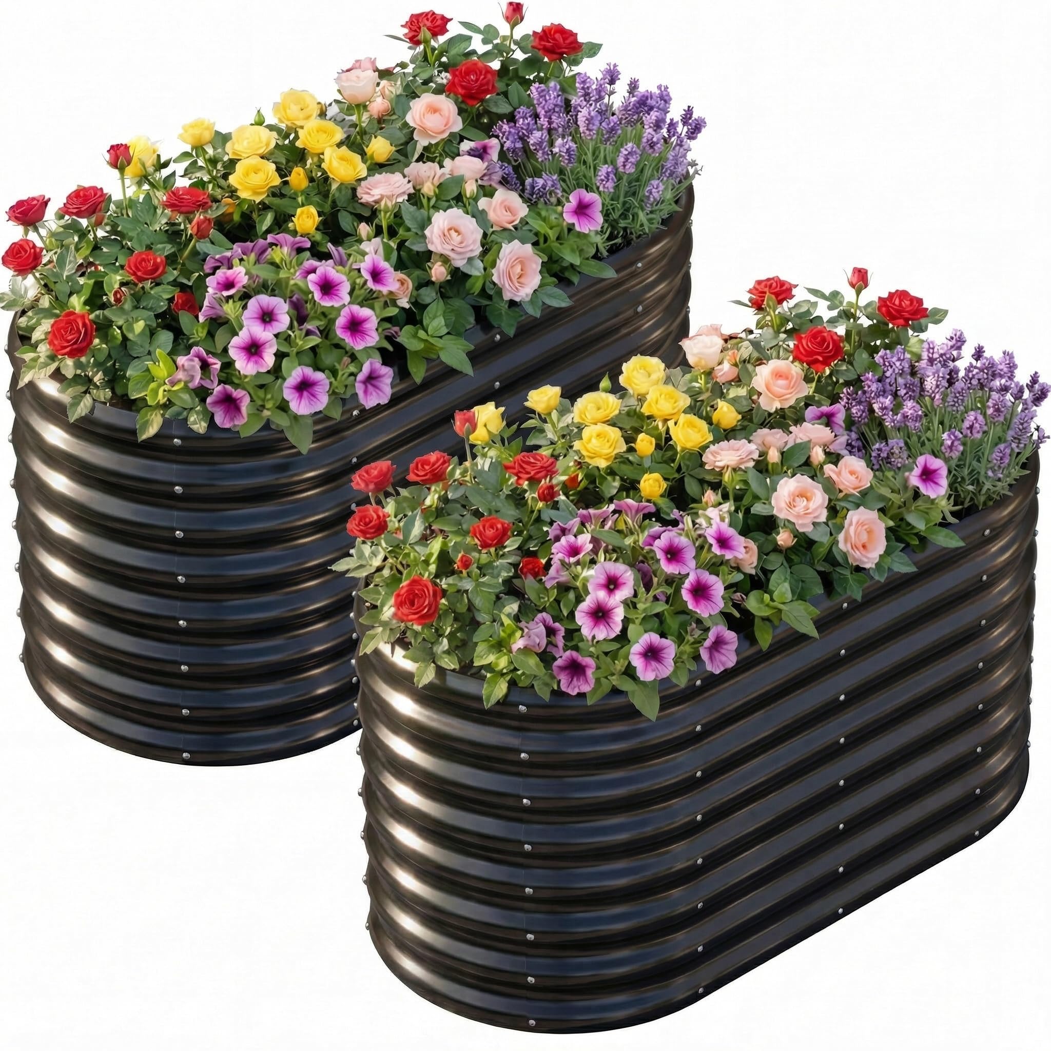 AHEONLAR 2 Pack 4x2x2ft Galvanized Raised Garden Bed