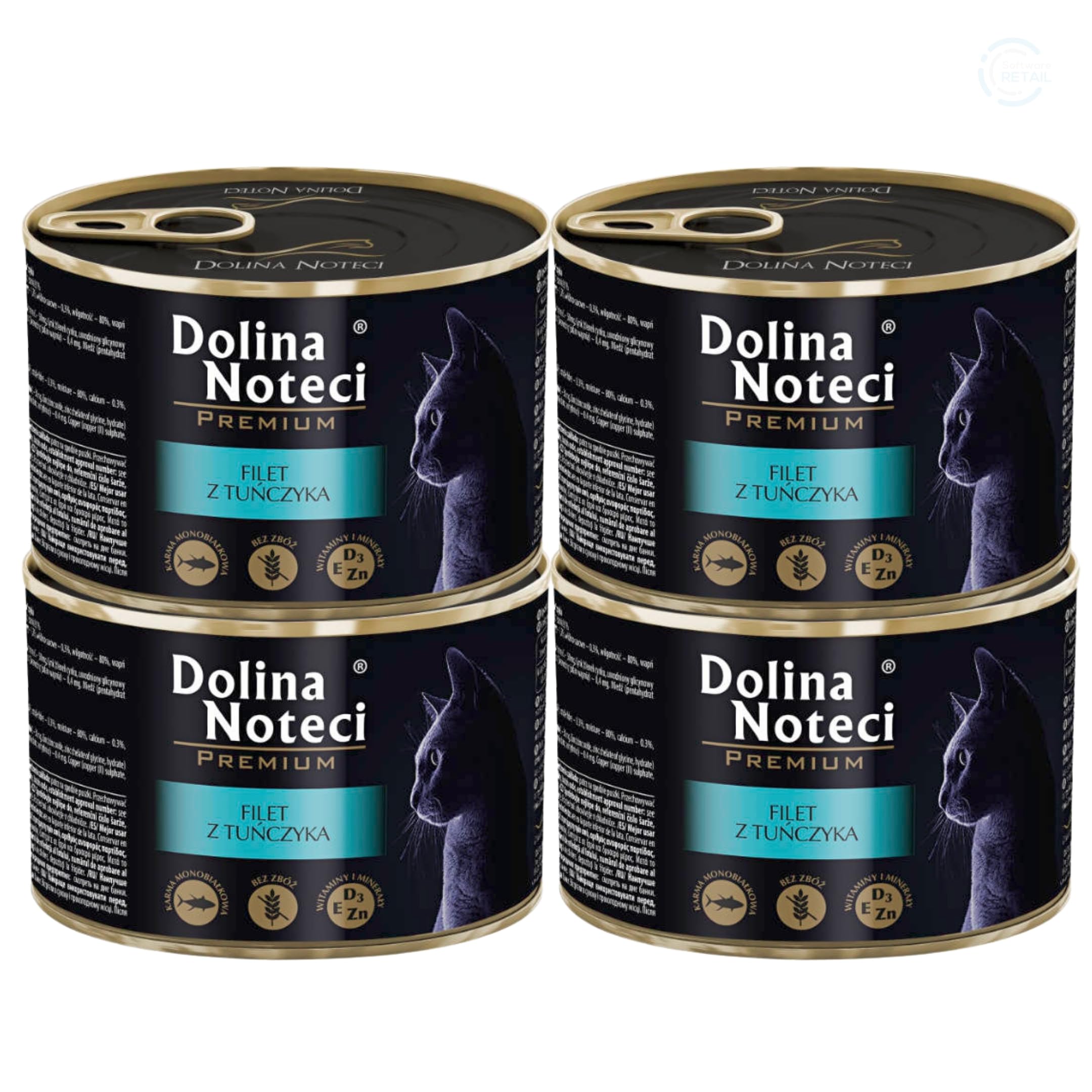 Dolina Noteci Premium Moist & Juicy Wholesome Grain-Free Cat Food - Natural Meat Recipes Enriched with Vitamins & Minerals for Happy, Healthy Cats! (Tuna Fillet, 4x185g)