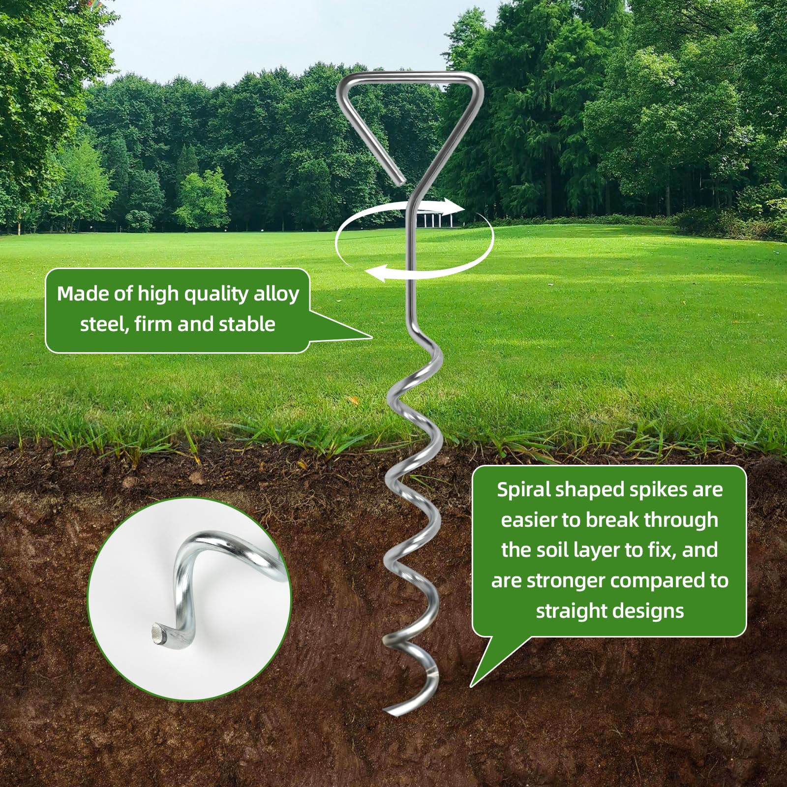 3-teiliges Baumpfahl-Set, robuste Baumstütze für anlehnenden Baum, Garten und Außenbereich, Metall-Baumpfähle, Unterstützung für junge Bäume, Glättung, schützt Bäume vor starkem Wind und schlechtem