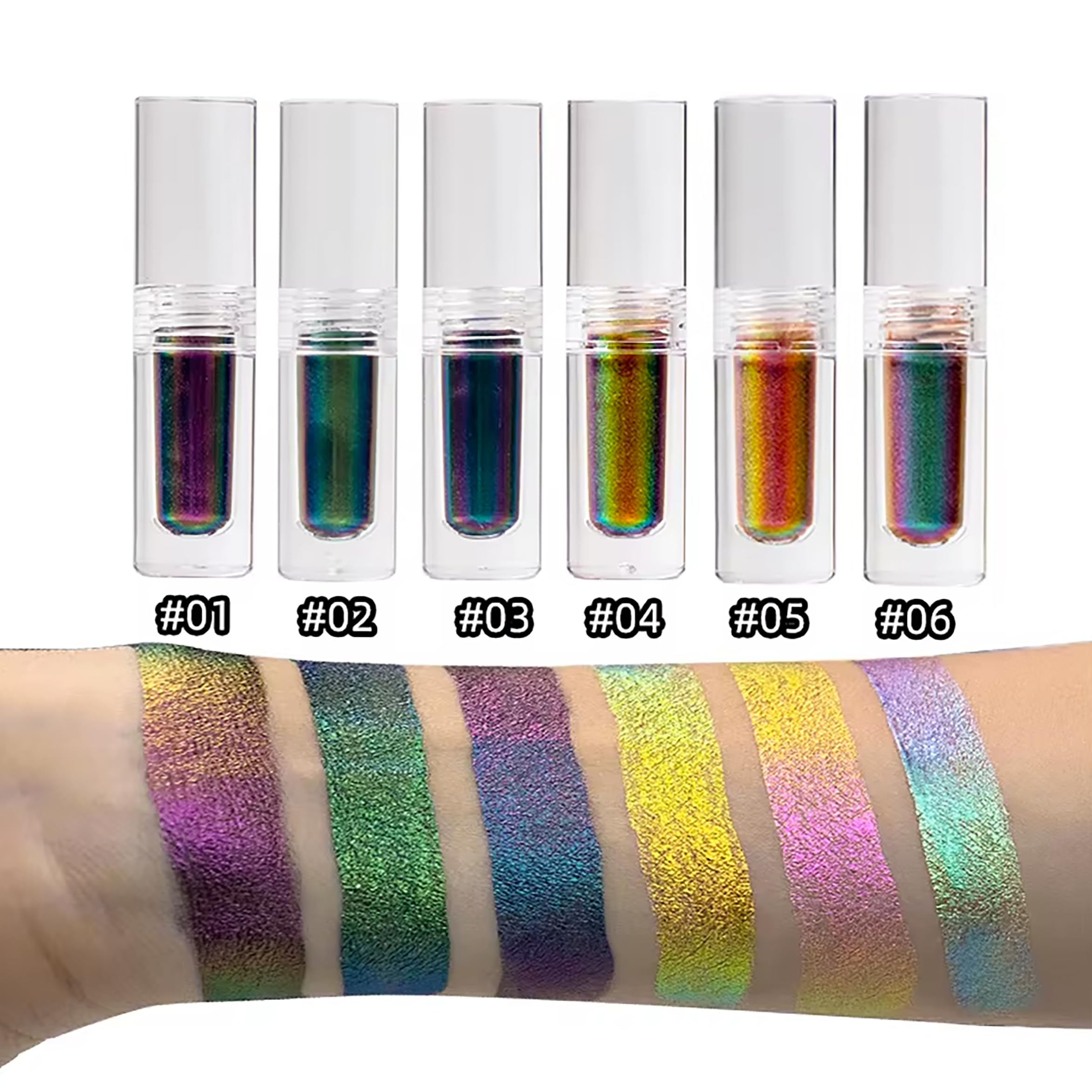 R.Y.M Golden Chameleon Glittering Eyeshadow Liquid Glitter Eyeliner Shimmer Quick-drying Waterproof Wicked Makeup Multi-Dimensional Eye Looks (5#, 0.06 Ounce (Pack of 1))