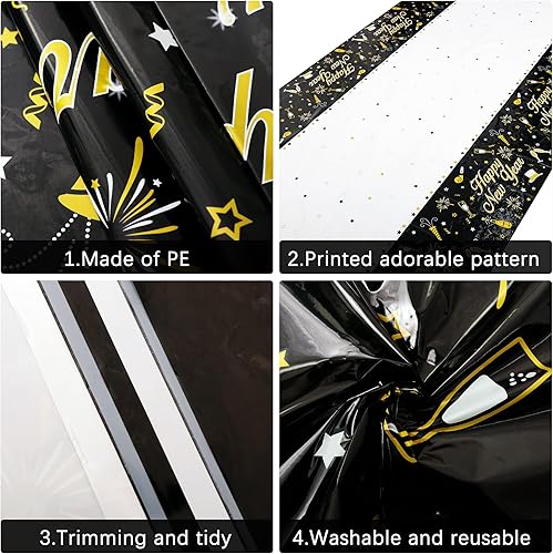 Miniatura 3 de KatchOn, Mantel XtraLarge de Año Nuevo, 108 x 54 pulgadas, paquete de 3, manteles de Nochevieja, suministros de fiesta de Año Nuevo 2025, mantel de