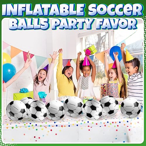 Miniatura 4 de Pelotas de fútbol inflables (paquete de 12) de 16 pulgadas, pelotas de playa a granel para juguetes de playa y fútbol, decoraciones de fiesta de