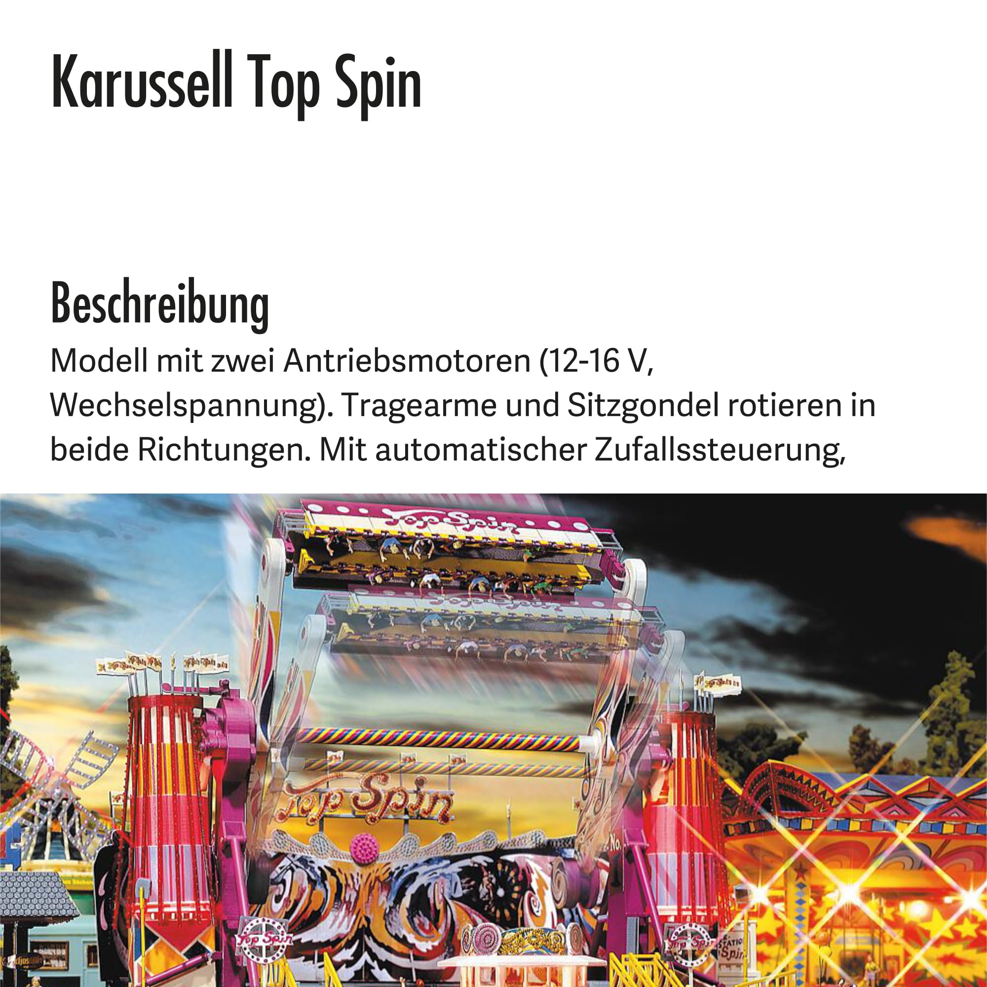 FALLER Karussell Top Spin Modellbausatz mit 374 Einzelteilen 240 x 240 x 214 mm I Modelleisenbahn Zubehör H0 I Modelleisenbahn H0 Kirmesanlagen