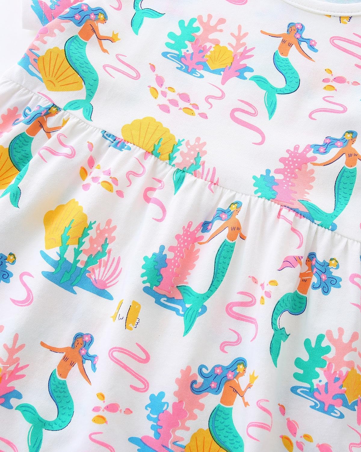 Hongshilian Toddler Girls Cotton Casual Dress Cartoon Print Short Sleeve Dress Girls Summer Sundress 2-7 Years - Image 6