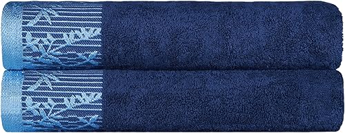 Miniatura 9 de Superior Toallas de baño de algodón (juego de 2), borde Dobby jacquard floral, toalla corporal para baño, baño, spa, centro turístico, hotel,