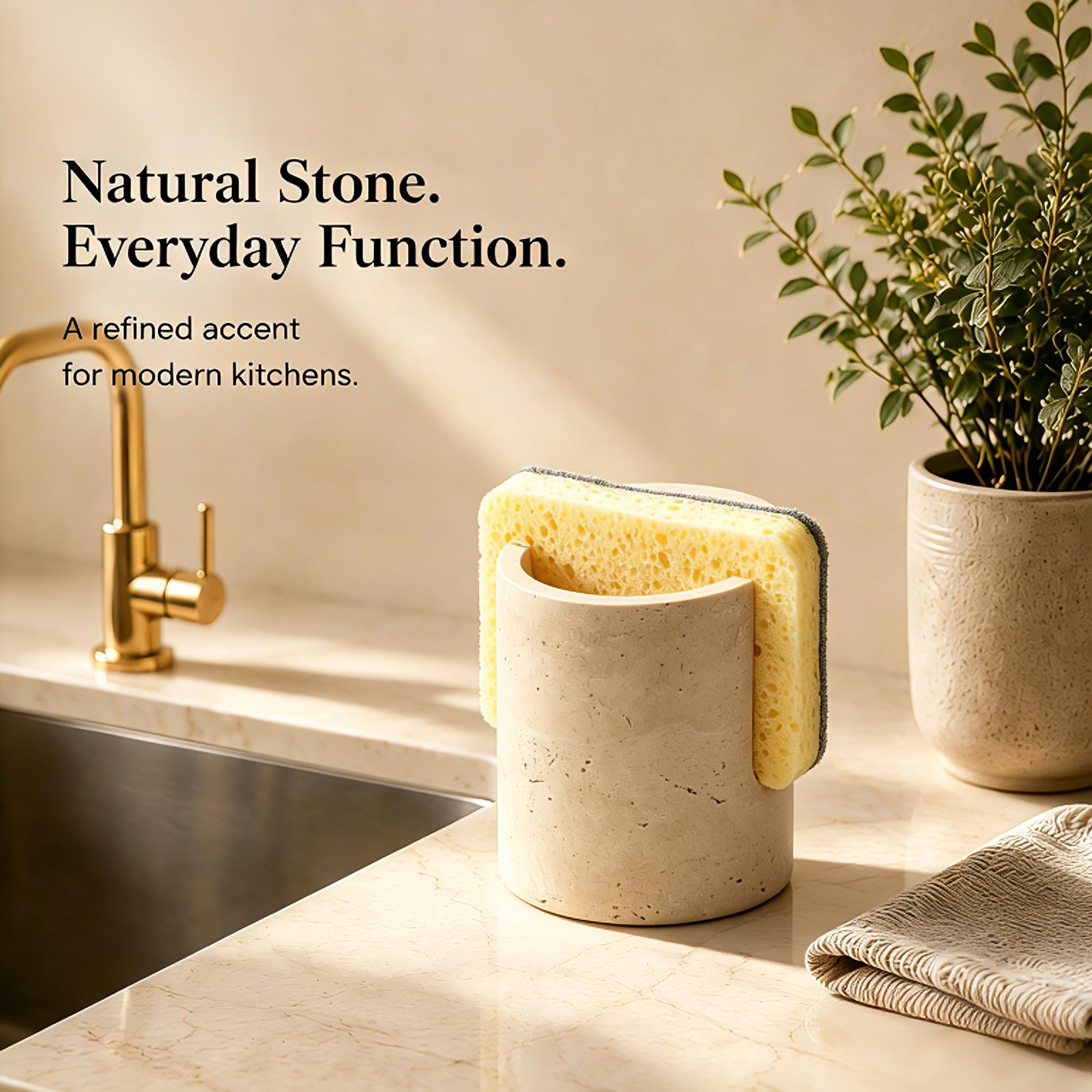 Natural Marble Sponge Holder - Elegant Sink Caddy -3
