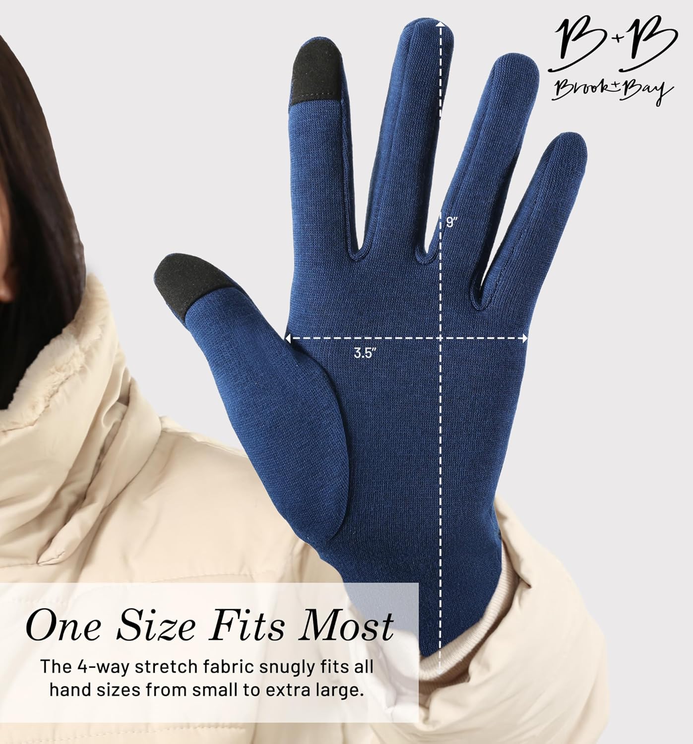 Brook + Bay Women's Cold Weather Gloves - Touchscreen Fleece Gloves for Texting - Image 5