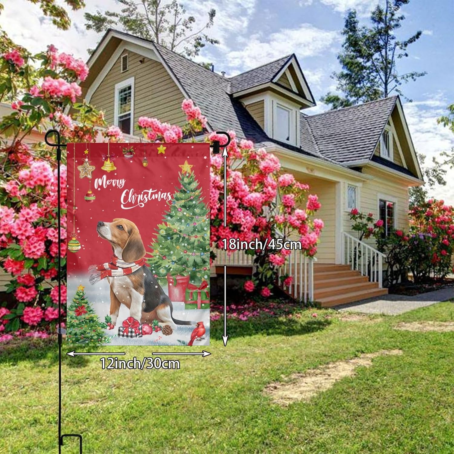 Merry Christmas Beagle Santa Dog Garden Flag 12x18 Inch Double Sided Vertical Decoration Yard Small Flag For Outside Holiday Seasonal Outdoor - Image 3
