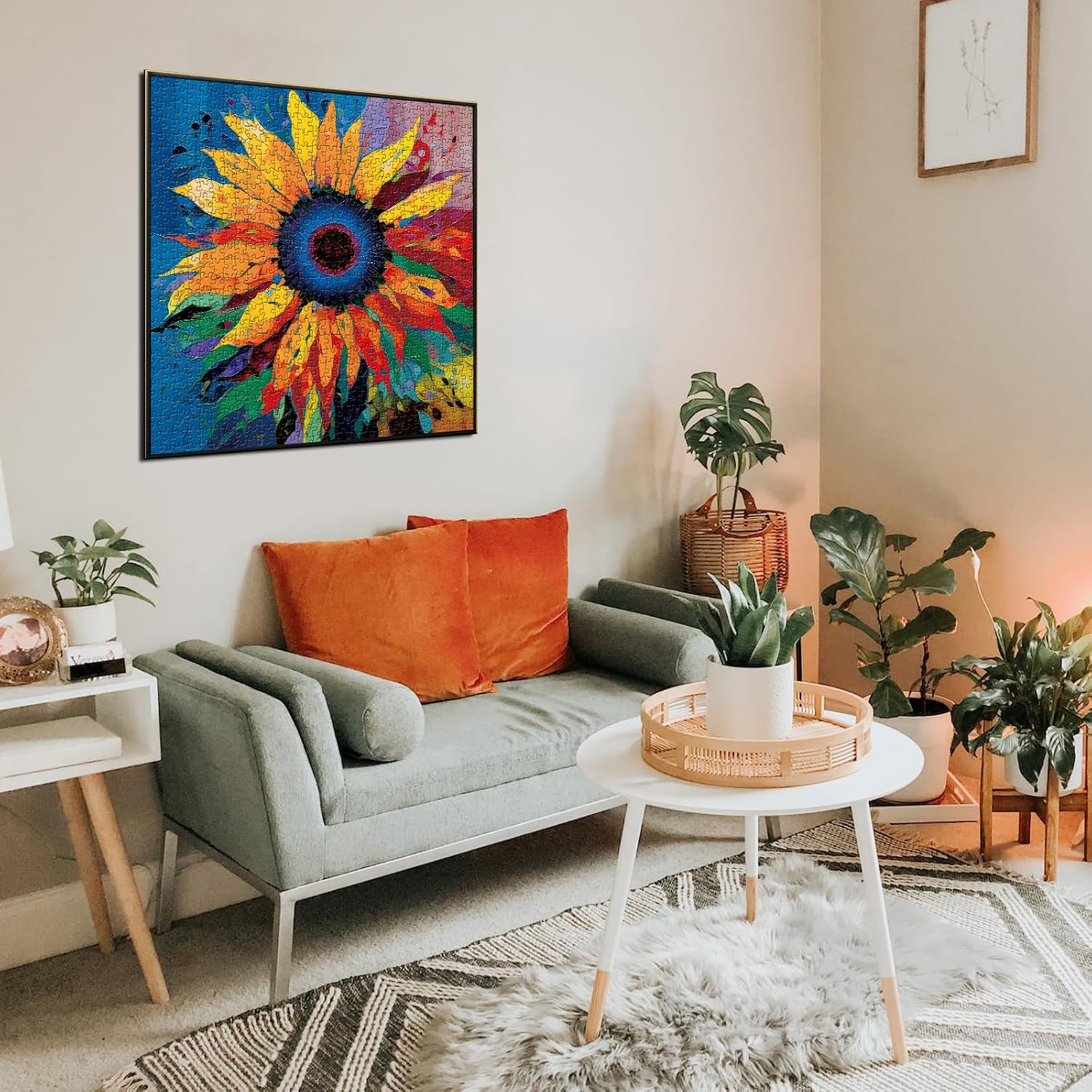PICKFORU Sunflower Puzzle for Adults 1000 Pieces - Colorful Gradient Flower Fine Art Jigsaw, Floral Painting as Sunflower Decor