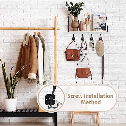 Miniatura 5 de VIS'V Ganchos para abrigos, color negro mate, para montar en la pared, ganchos adhesivos para abrigos, perchas de pared para chaquetas, bolsas,