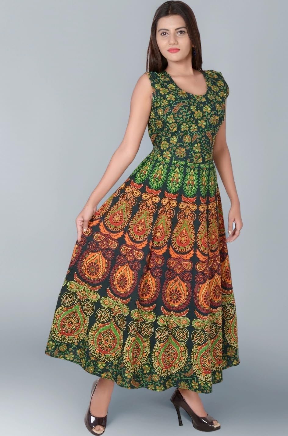 Monique Brand Latest Jaipuri Maxi Long top Designer Frock for Women/Girls Traditional Dress