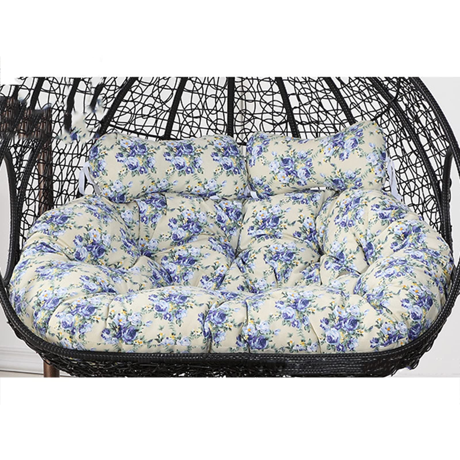 Double Egg Hanging Chair Cushion Only, 2 Person Swing Chair Cushion Waterproof, Washable Hanging Basket Seat Cushion, 16cm/6.3in Thick 2 Seater Chair Cushion for Outdoor Indoor(Color:A)