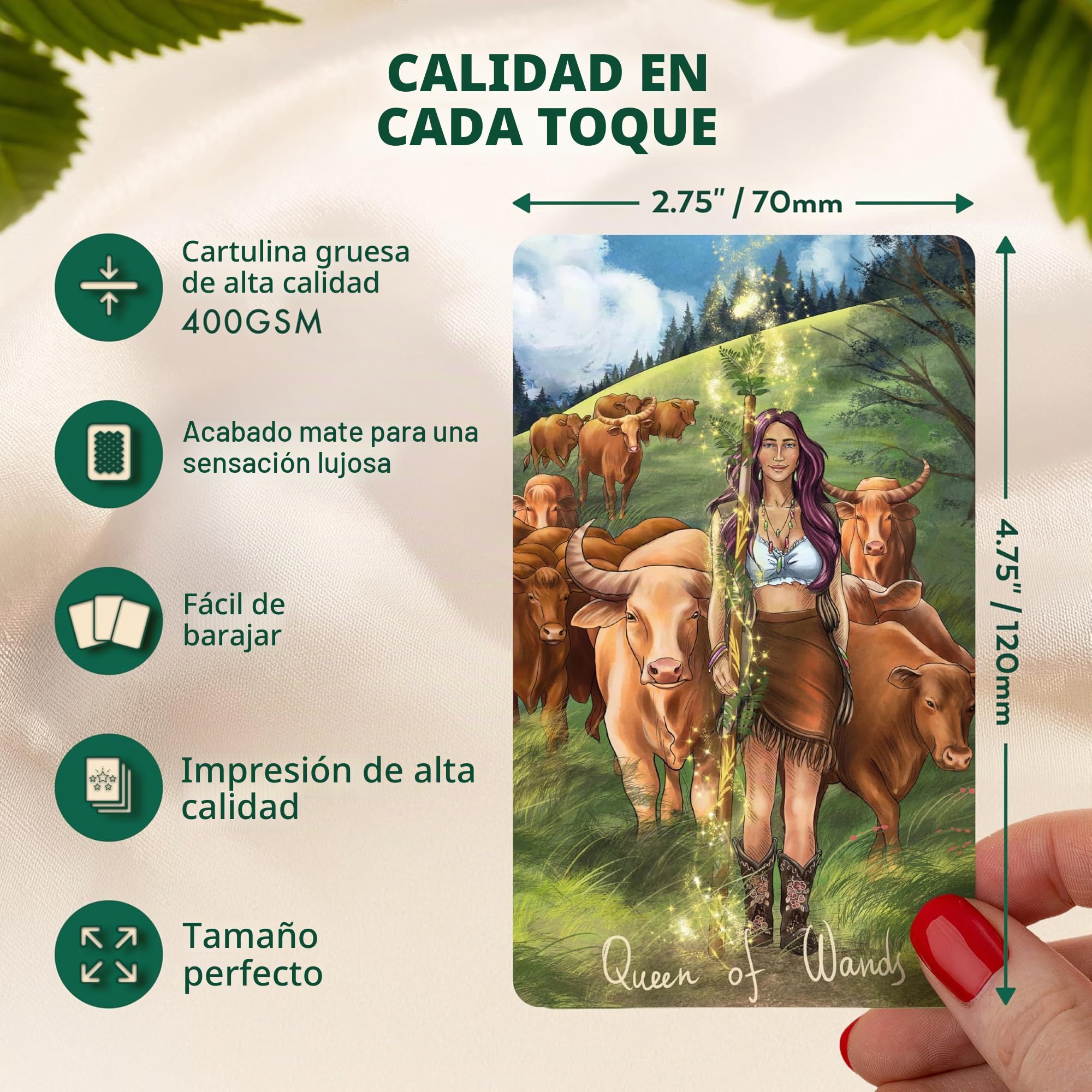Wyspell Wild Reflections - Cartas de Tarot inspiradas en la Naturaleza con Libro guía, Hermoso Juego de Cartas de Tarot para Principiantes
