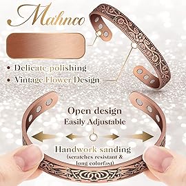 Lymph Drainage Magnetic Copper Bracelet: Magnetic Bracelets for Women & Men, Lymph Detox Bracelet with 6 Magnets - Jewelry Gift Set for Couples