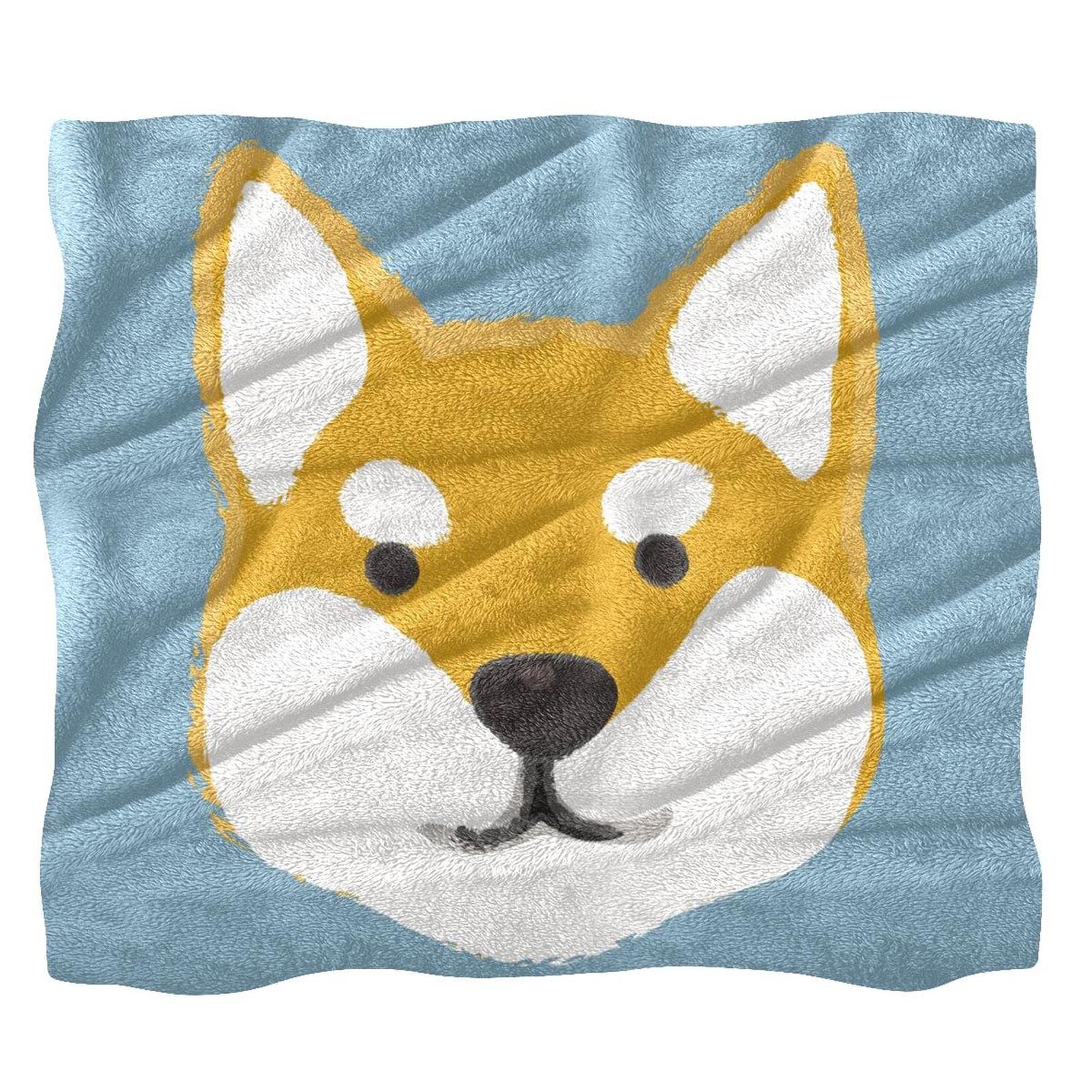 Manta de forro polar para sofá, sofá o cama, manta suave y acogedora para perro corgi galés, fondo azul