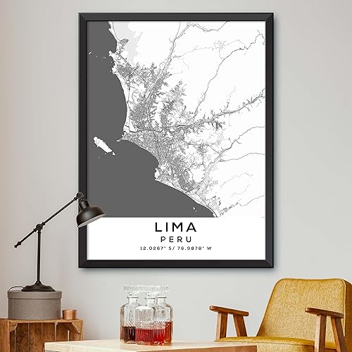 Mapa de Lima, Perú, Light 2 (12x16)