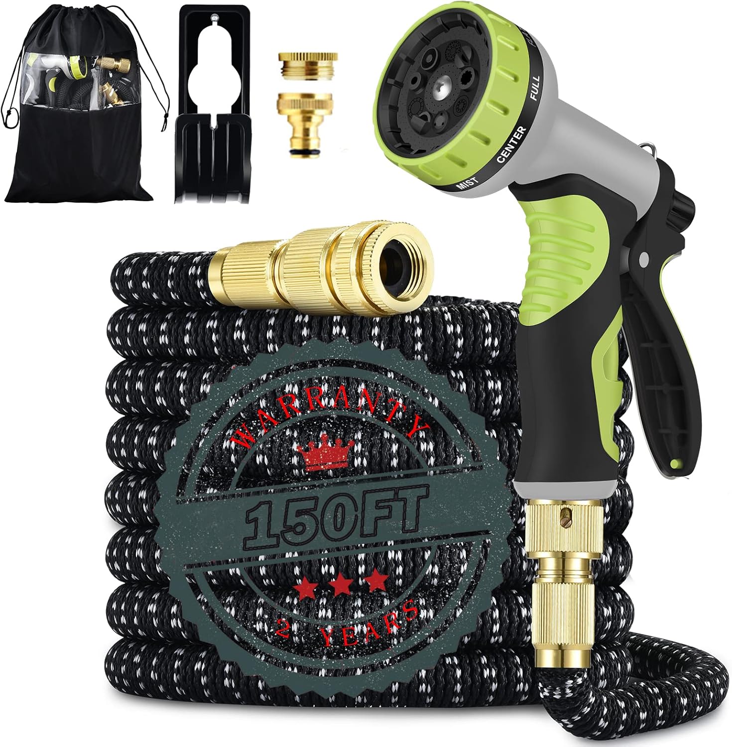 Garden Hose 150FT Flexible Hose Pipe with 9 Function Spray Nozzle