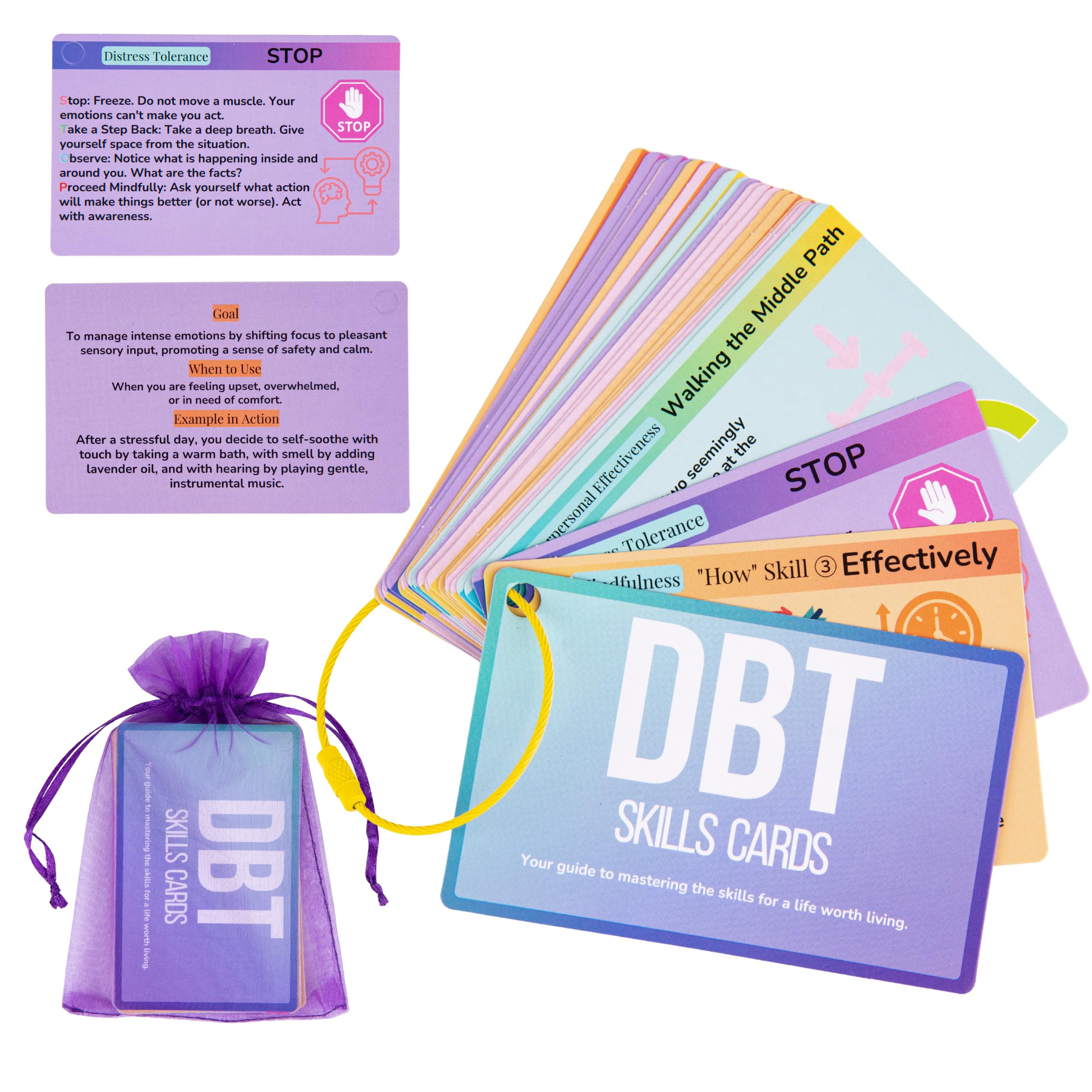 DBT Skills Coaching Cards with Guided Examples & Goals – 25 Flashcards for Emotional Regulation, Stress Relief & Coping Tools – for Teens & Adults