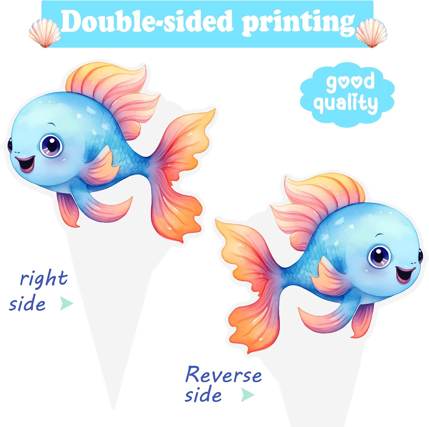 48Pcs Sea Animal Cupcake Toppers Ocean Sea Animal Birthday Party Decoration Under The Sea Cupckae Toppers for Ocean Sea Theme Birthday Baby Shower Supplies Under The Sea Party Decorations - Image 3