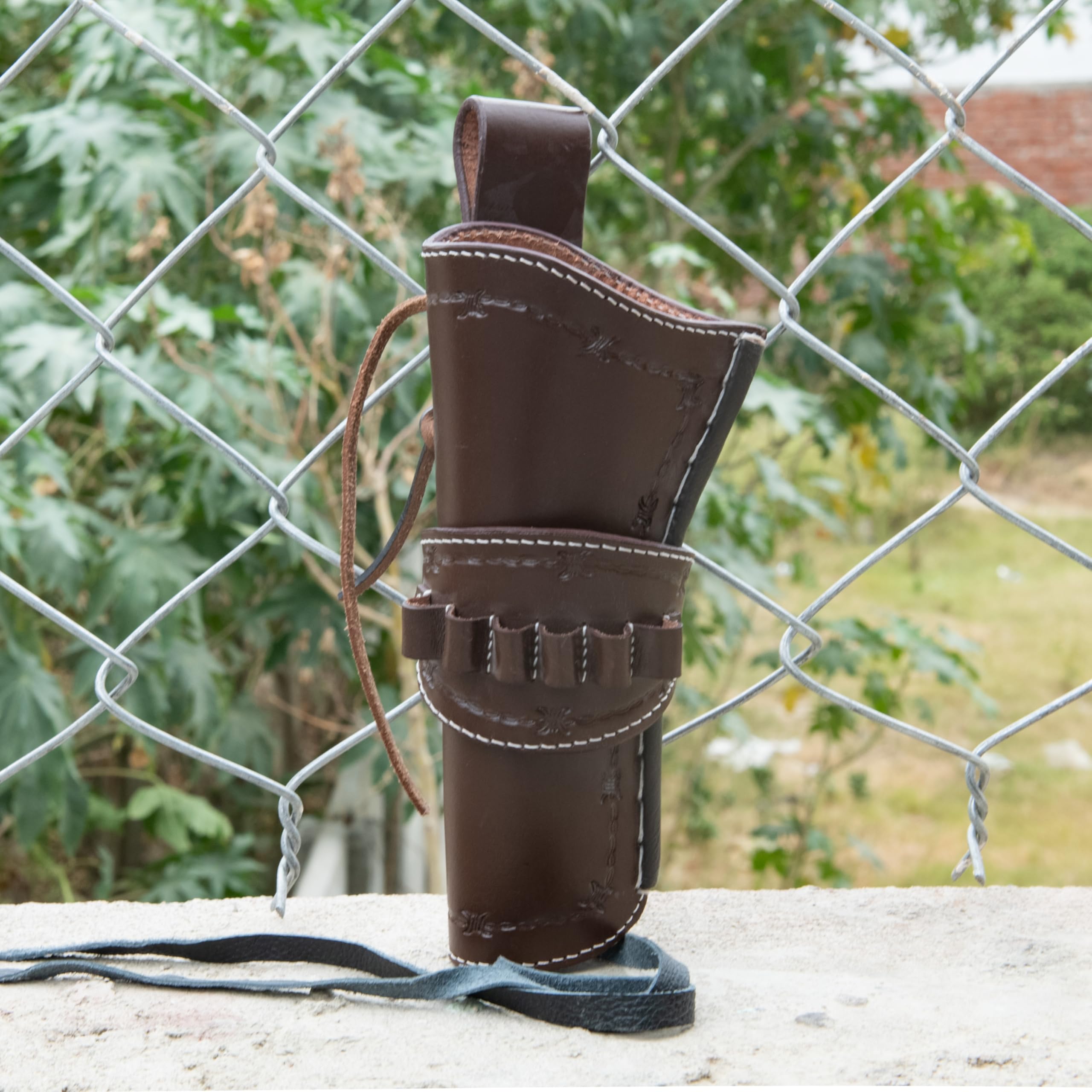Holster de Cowboy en Cuir Hulara avec Boucles pour munitions .45 Auto, .45 ACP et .44 Cal. Holster Occidental Compatible avec Les Ceintures de Pistolet occidentales de 4" à 8" pour Revolver 45.