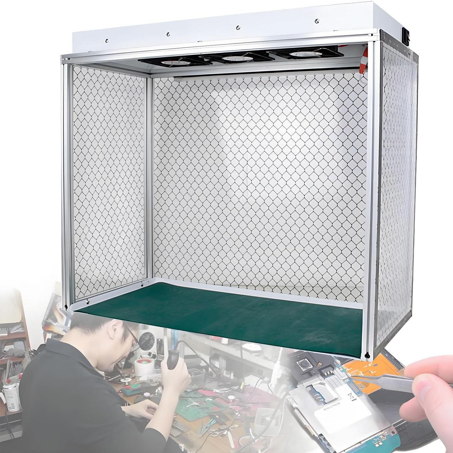 Tragbare vertikale Laminar-Flow-Box/Reinraum-Werkbank (staubfrei) – für die Reparatur von Handy-Displays, Werkstätten, Labore und Betriebsstätten 110V