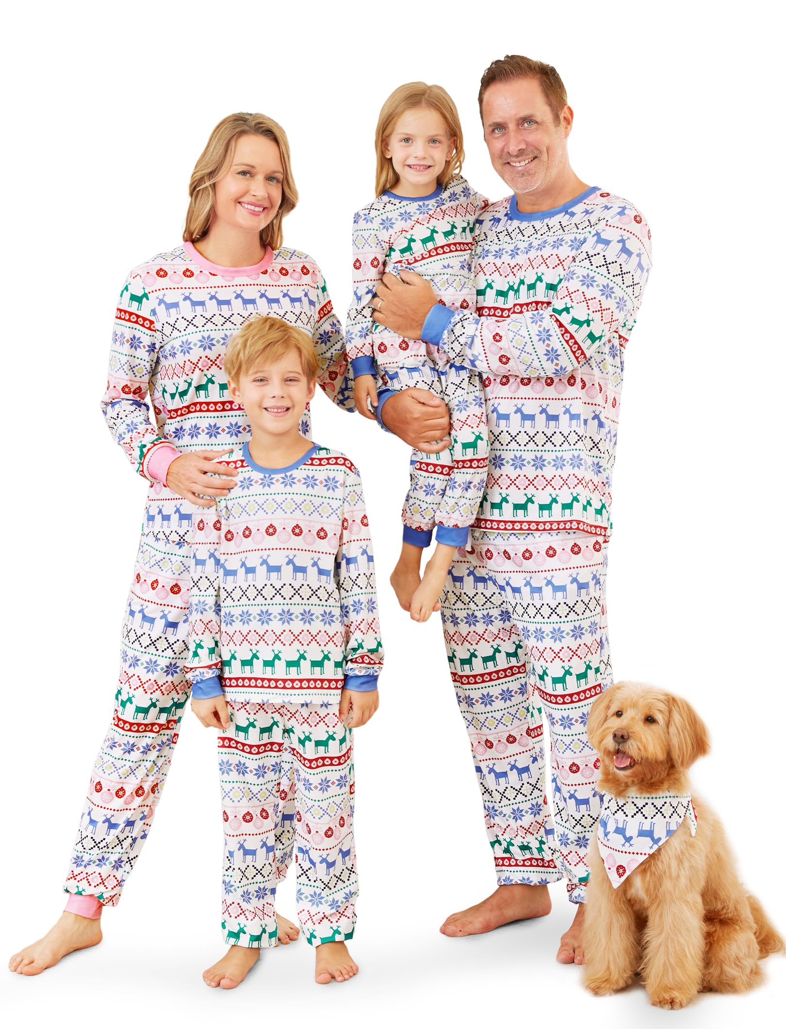 Family Matching Kids Christmas Pajamas: Fair Isle Reindeer and Snowflake Patterned PJS for Family Reunion Christmas Party Take Photos Gift for Couples - Kids 11-12 Years