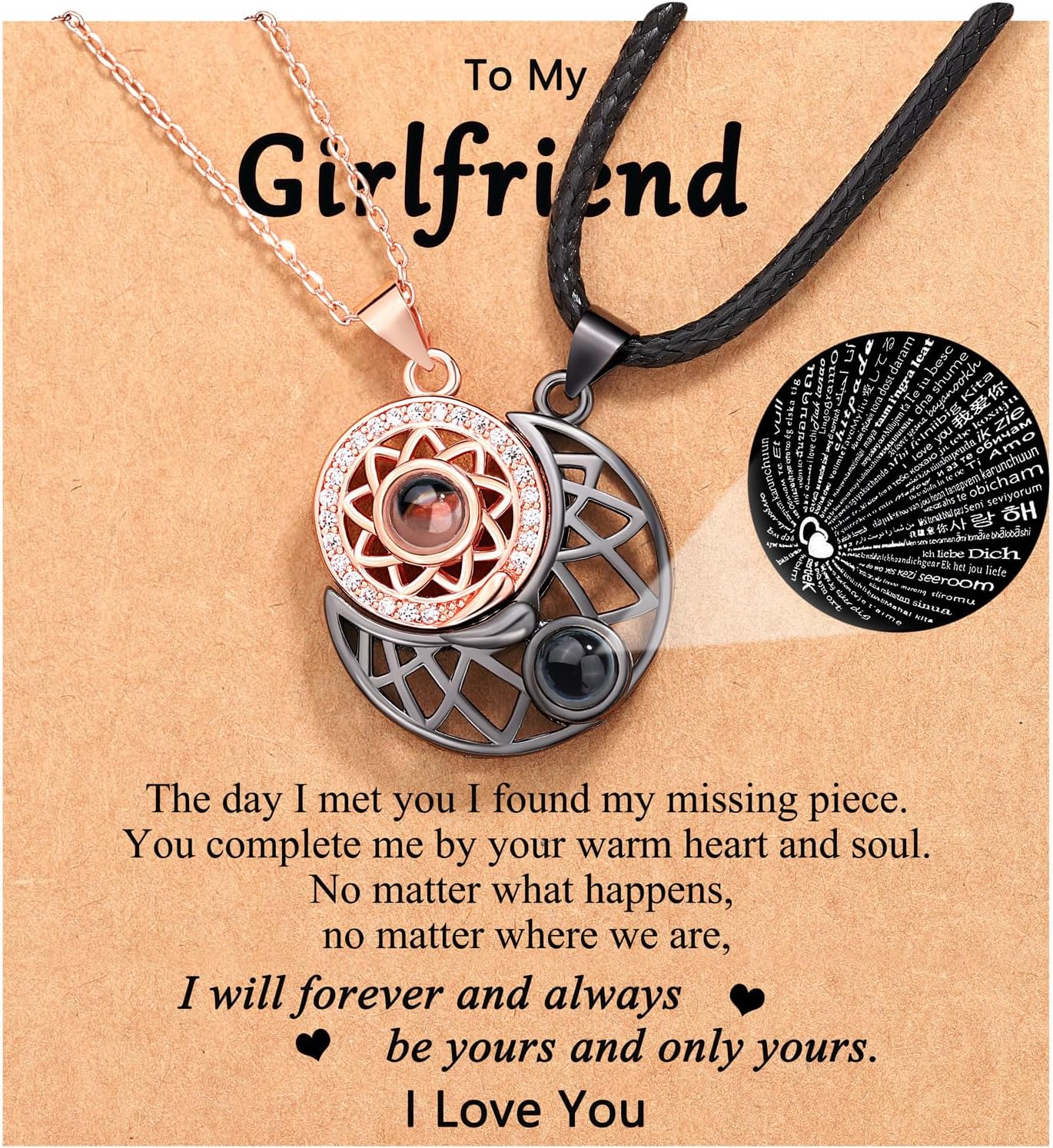 UPROMICouple Necklace for Boyfriend/Girlfriend/Husband/Man/Soulmate, Anniversary Christmas Birthday Wedding Gifts for Him Her