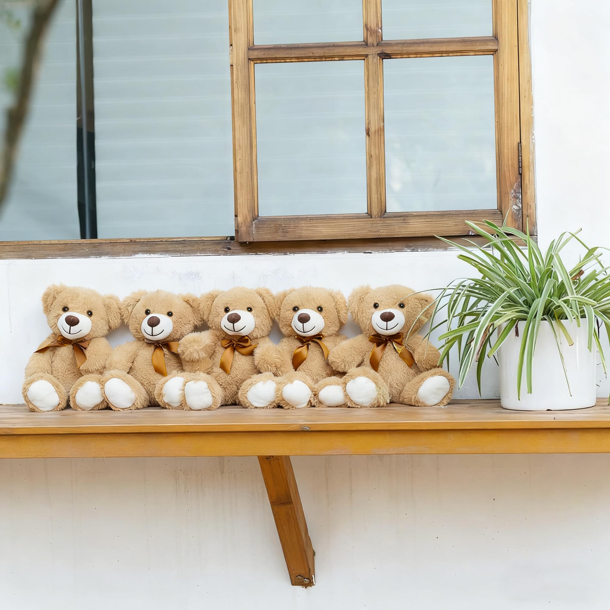 Orsi di peluche Animali imbalsamati Giocattoli di peluche Regalo per Bambino Fidanzata 13.5 Pollici per Natale San Valentino Compleanno Matrimonio Festa (Khaki,5 Pcs)