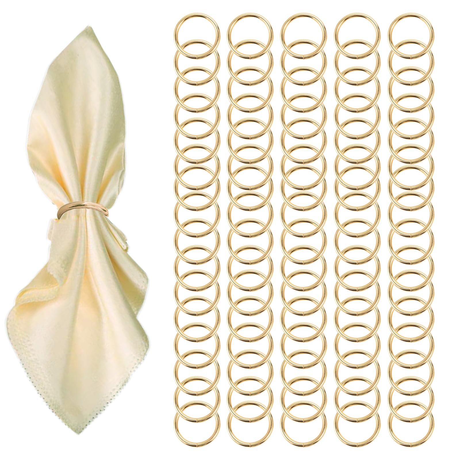Goldene Serviettenringe – 80 Stück Edelstahl-Serviettenringe, goldfarbener Rotunditäts-Metall-Serviettenring für Tischdekoration, Hochzeit, Weihnachten, Party, Esstisch