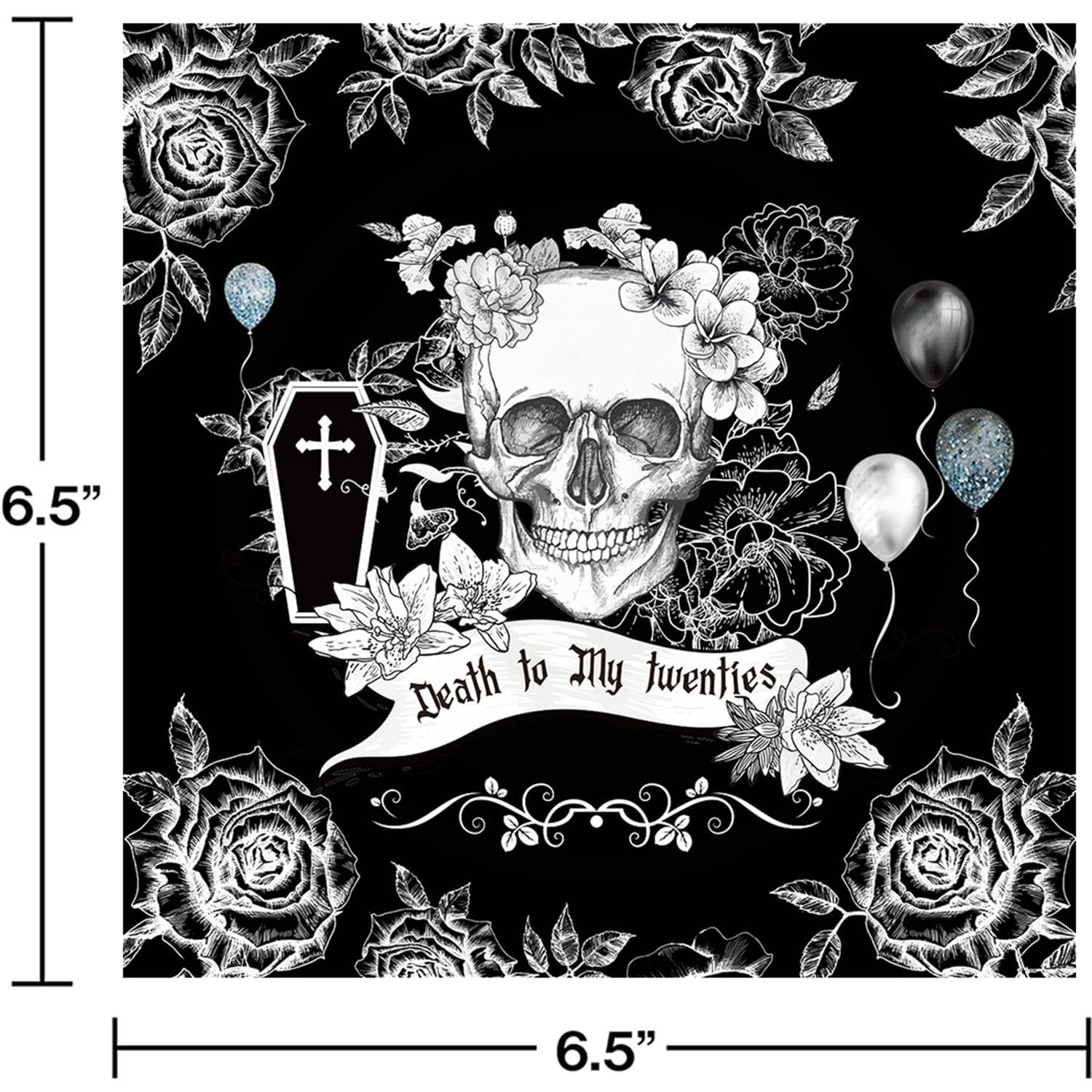 Servilletas Papel Rosas Globo Cráneo Desechables Servilletas Decoupage Cocktail Cumpleaños 2 Capas Toilet Papel Higienico Decoración de Mesa para Bodas,Fiesta en el Jardín 30 Paquetes(33x33cm）