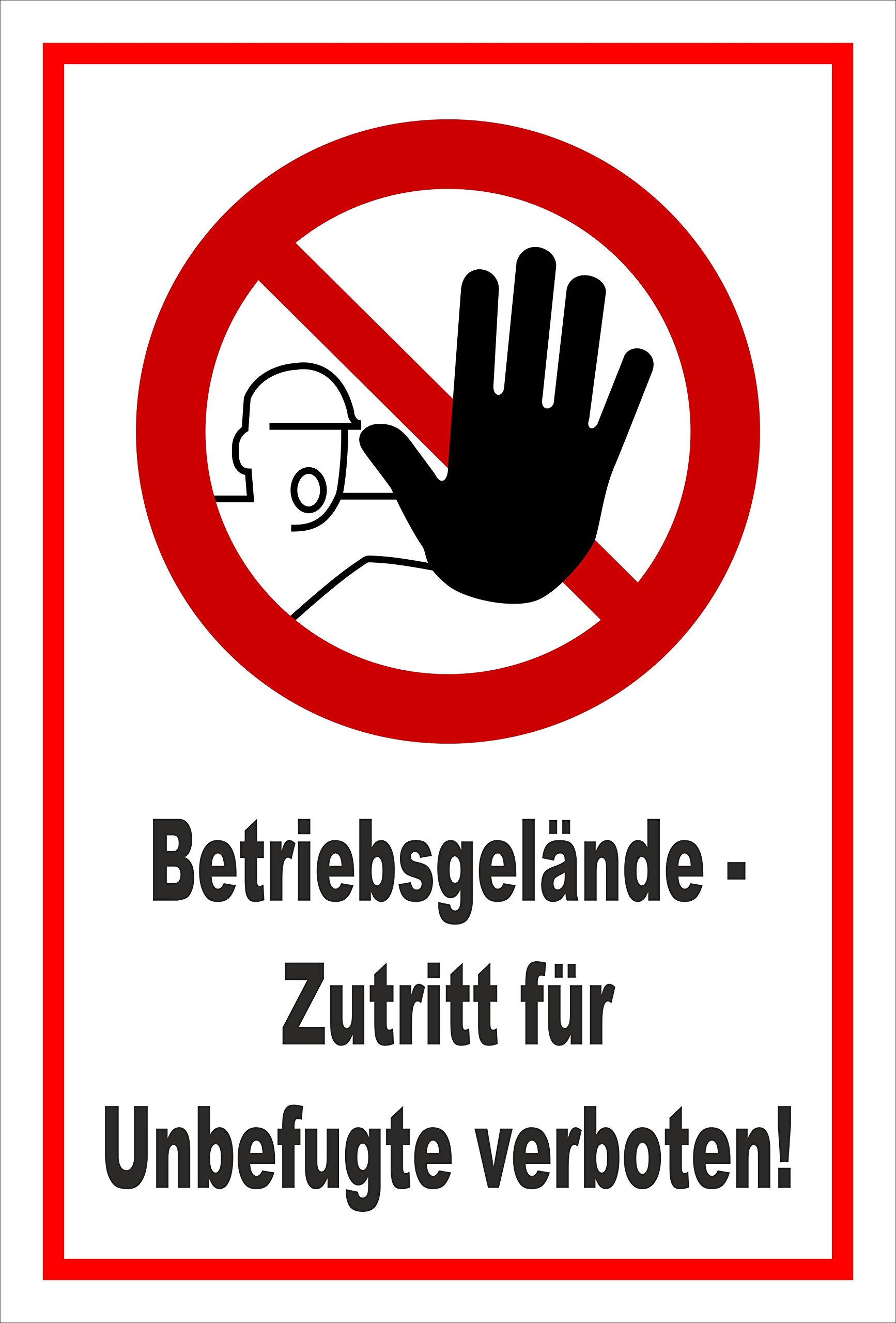 PVC-Schild „Zutritt Für Unbefugte Verboten“ – 200x300 Mm, Wetterfest