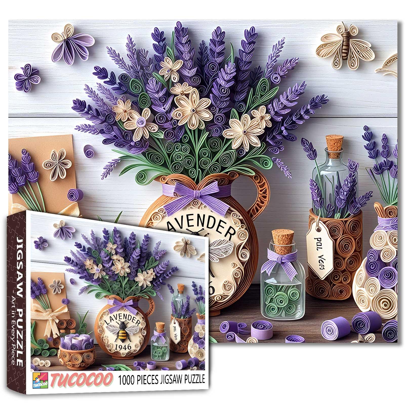 Lavender Flower Puzzle for Adults - 1000 Piece Artistic Paper Puzzle with Bee - Vintage Floral Puzzle for Women and Men - Family Game Nights - Relaxing Puzzle - Gift Idea — image 1