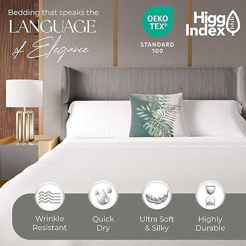 Miniatura 3 de Juego de sábanas de 1200 hilos tamaño Queen de algodón ultra suave, de fácil cuidado, absorben la humedad, con bolsillo profundo (1 sábana encimera,