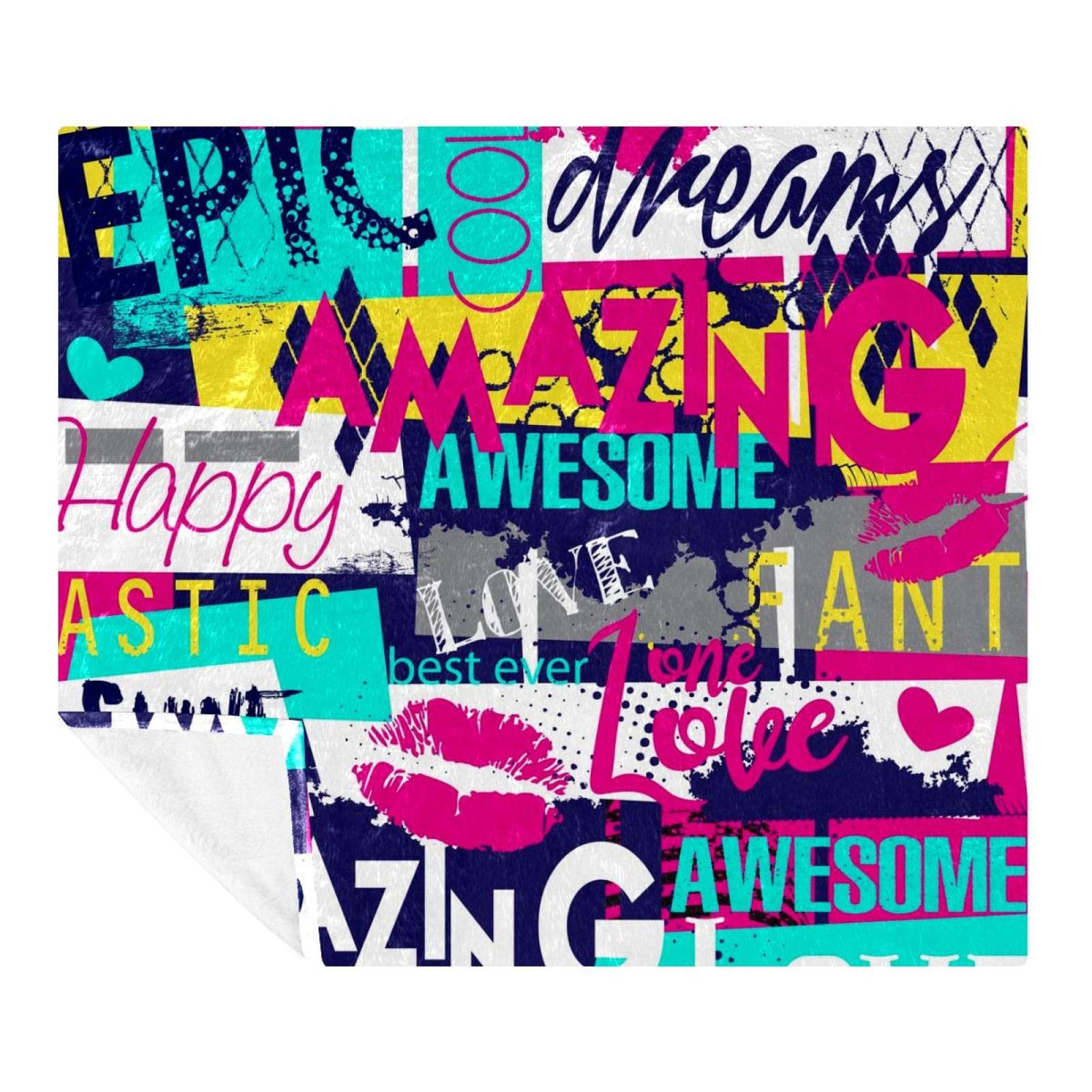 Couverture pour lit et canapé Amazing Words contre le froid des adultes