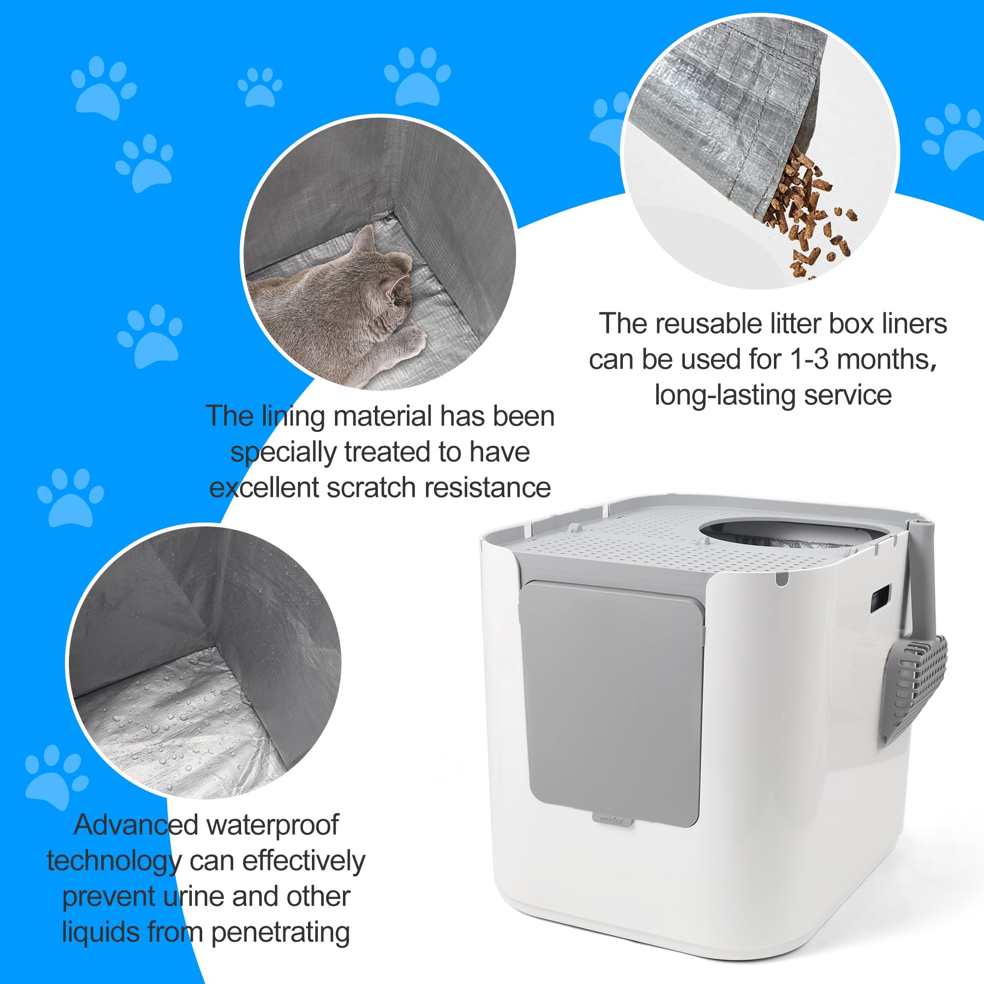 Wiederverwendbare Typ-C-Einlagen, kompatibel mit Modkat XL Katzentoilette, 4 Stück