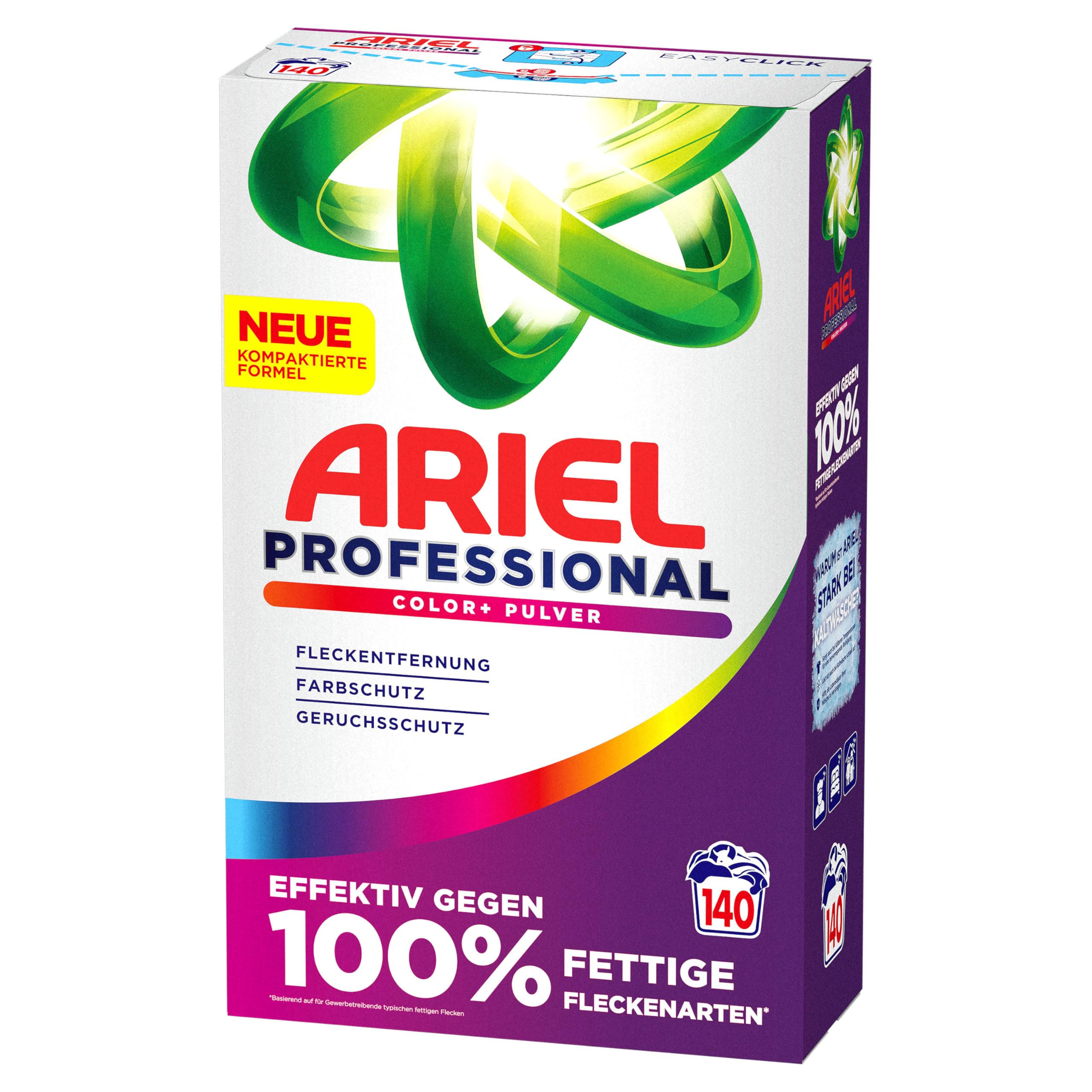 Ariel Professional Waschpulver Waschmittel Color+, bekämpft alle Arten von Fettflecken, für den professionellen Gebrauch