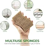 AIRNEX 12 Pack Natural Sponges for Dishes - Biodegradable Sponges for Kitchen - Plant Based Cellulose & Coconut Natural Dish Sponge - Non Toxic Eco Friendly Sponges, Non Scratch Kitchen Scrubber