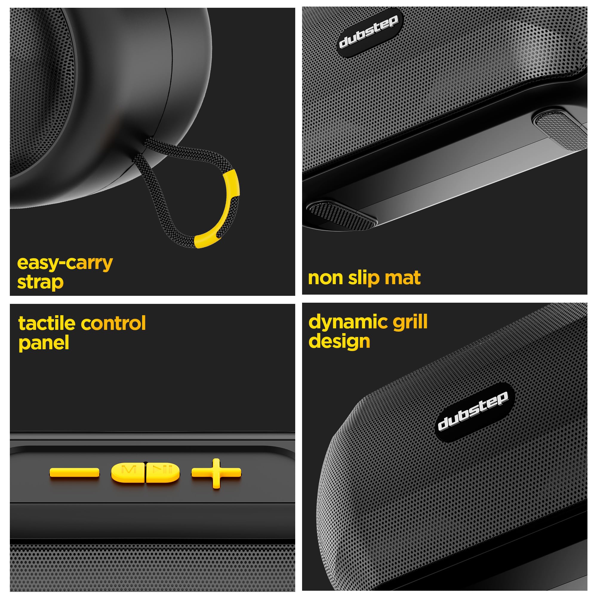 Dubstep Pop 1400 Portable Bluetooth Speaker | 14W Loud Sound, Deep Bass with XBASS, 16 Hrs Playtime, TWS Stereo Pairing, 52mm Driver, Splash-Resistant, Carry Strap (Black) — Amazon image 9