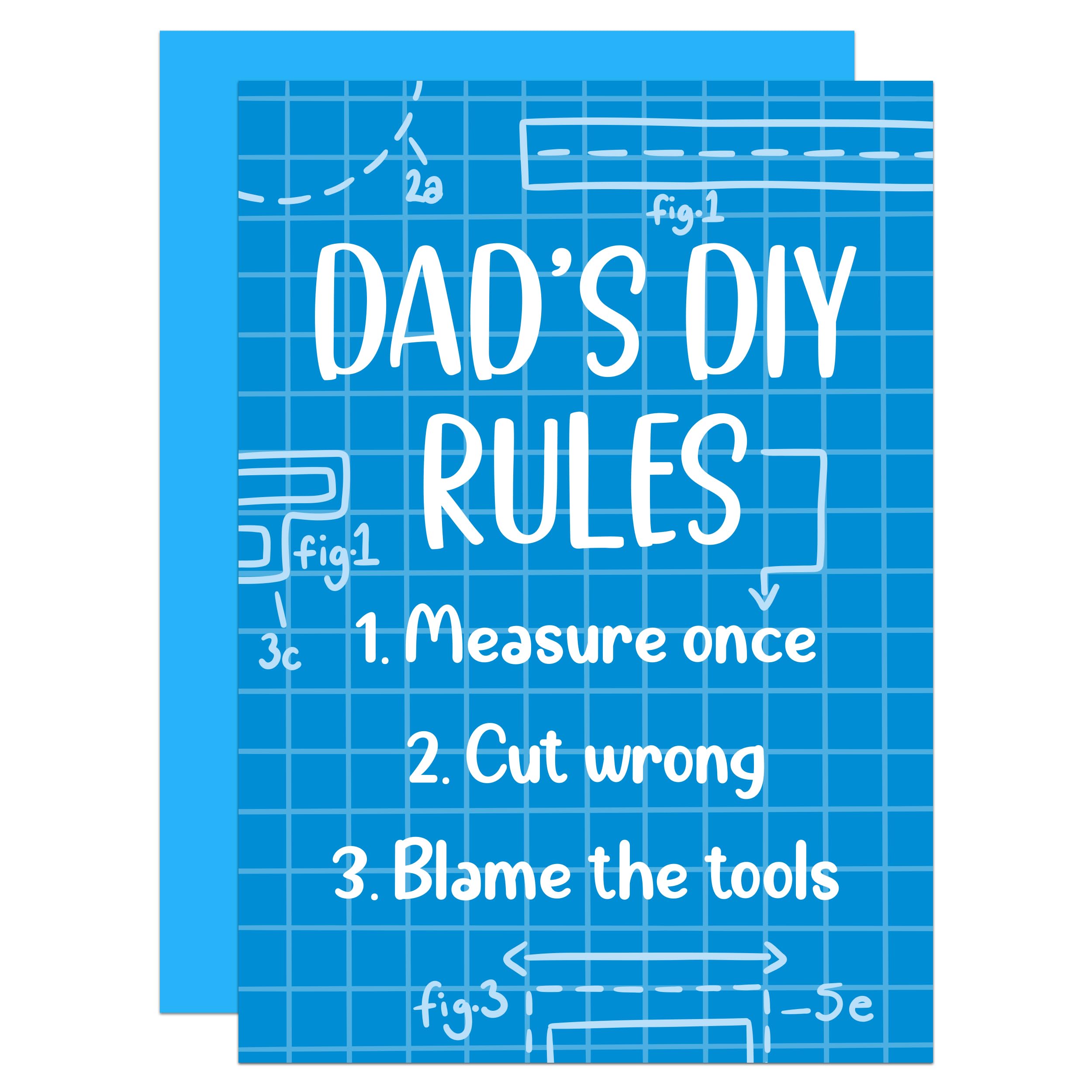 Dad’s DIY Rules Card, Funny Fathers Day, Handyman, Birthday, Builder Blueprint (DIY Rules)