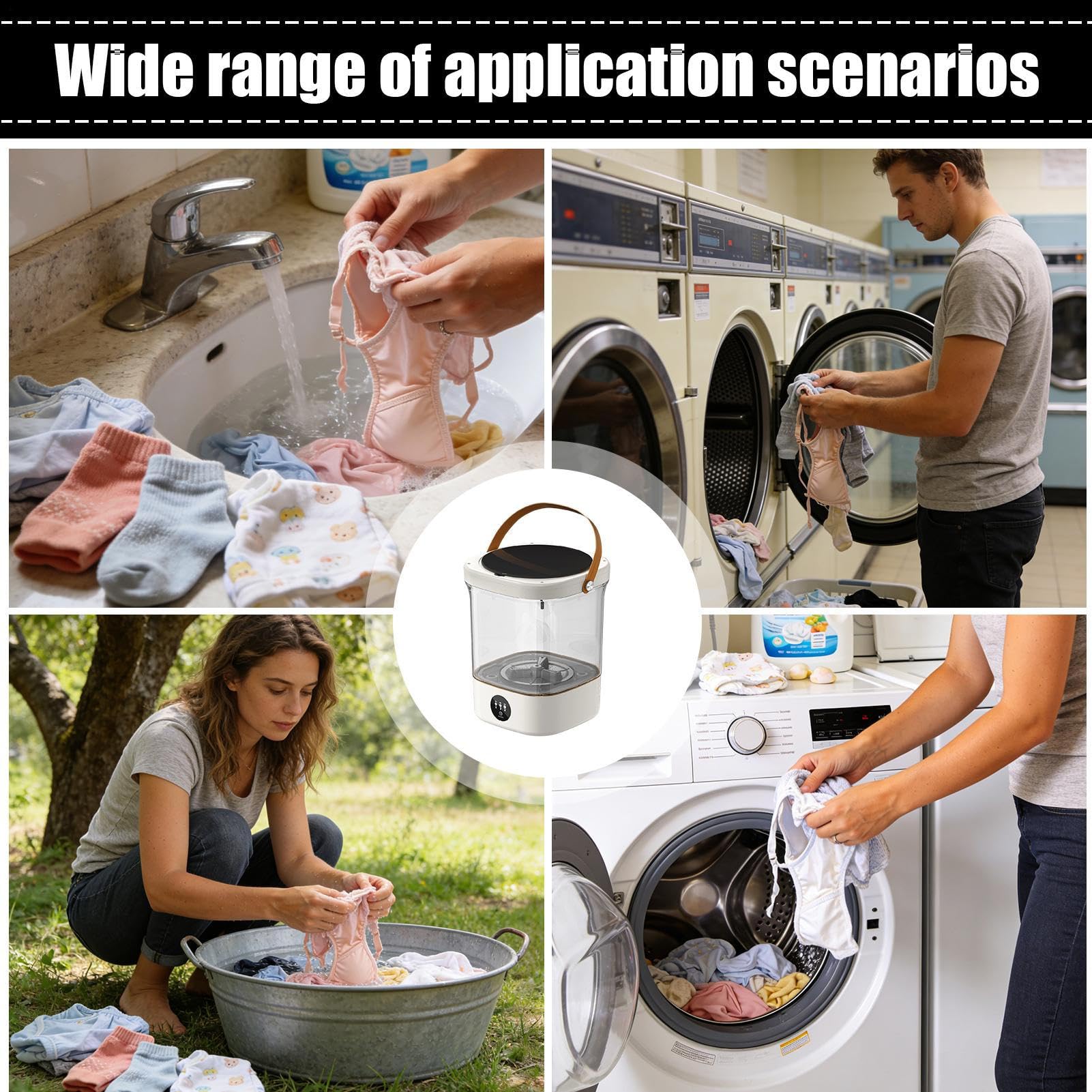 Pequeña De 12 Litros Con 3 Niveles De Lavado | Máquina de Lavar Bragas para Dormitorio Para Calcetines Sostenes Bragas Toallas Apartamento Camping Viajes Hogar