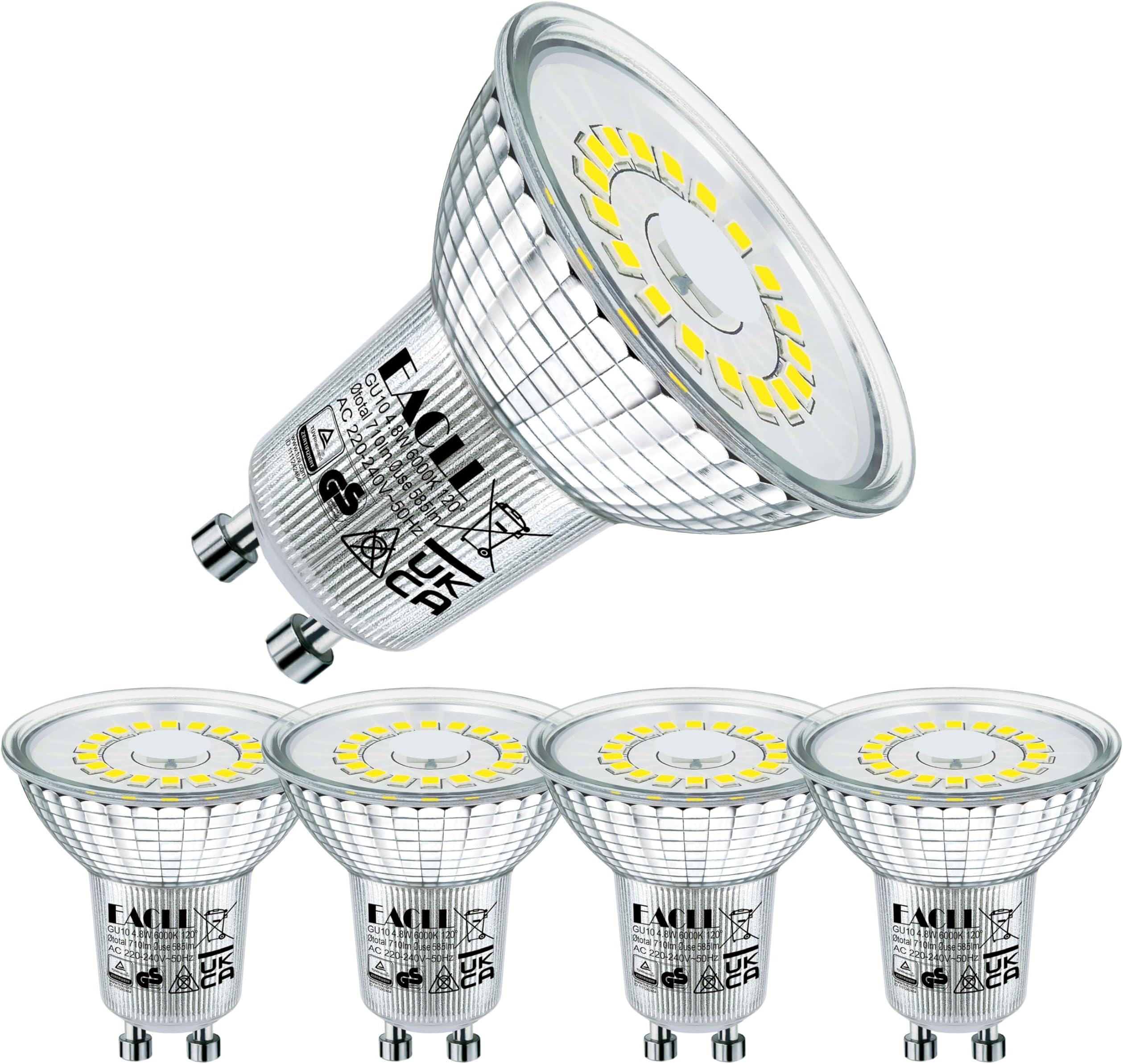 Yexati Ampoule Led Gu10,7w(équivalent halogène 50w), Sans Scintillement Spot 550 lumens,Blanc