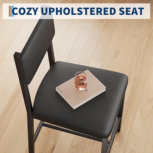 Miniatura 4 de Juego de mesa de comedor de madera Garvee para 4, mesa de cocina y 2 sillas tapizadas con banco, juego de comedor rectangular, para espacios Mármol