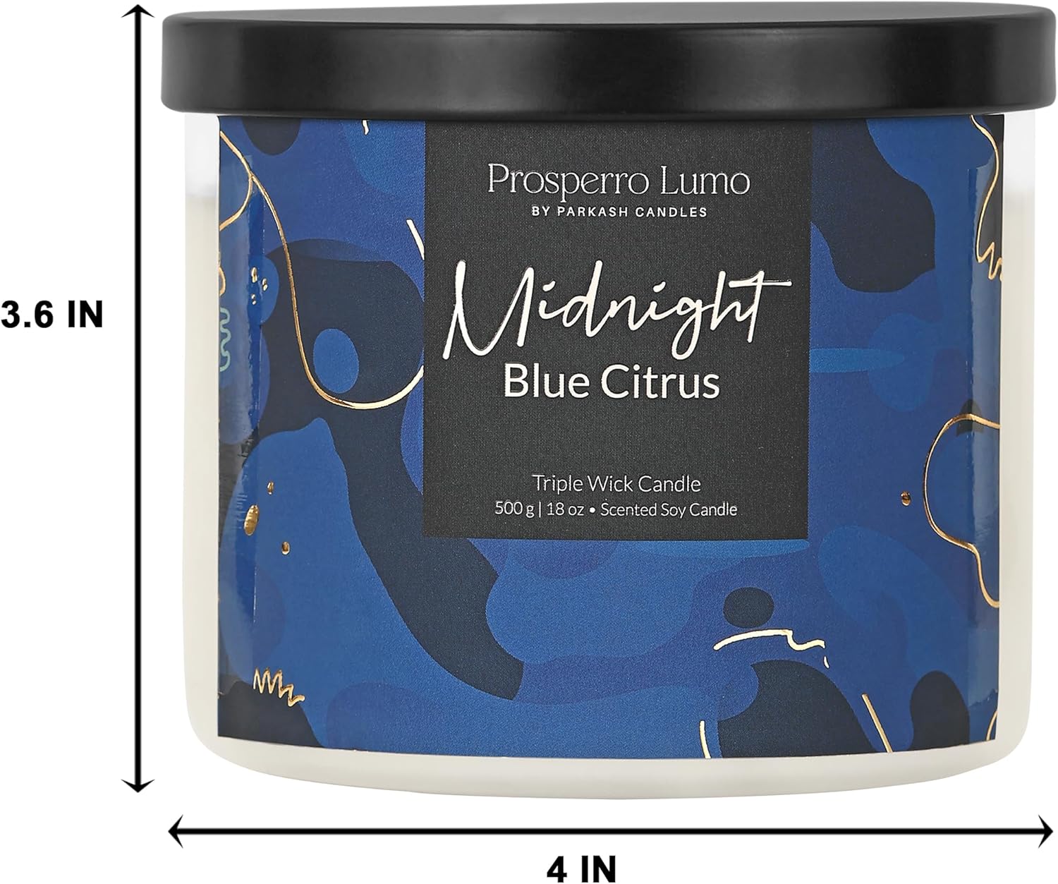 by Parkash Candles Premium Scented Soy Wax Candle 500 gm 35-40 Hrs Luxury Aroma Therapy Triple Wick Votive Jar Candle | Scented Candles for Home Decor Gift Set (Midnight Blue Citrus)