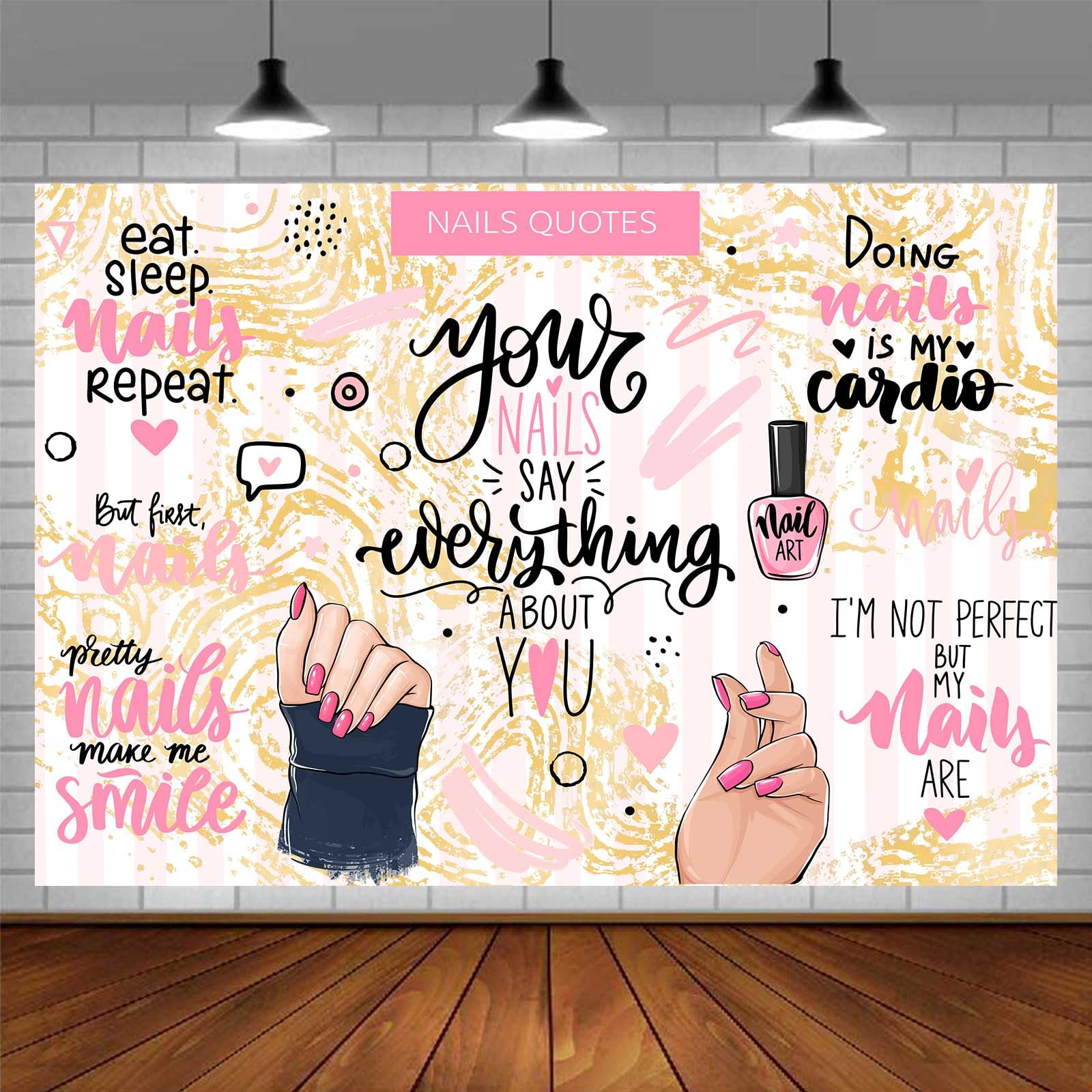 EMDSPR Nail Backdrop 5x3ft Manicure Nail Polish Spa Party Photography Background for Girl Nail Art Theme Party Supplies Fashion Party Decoration Photo