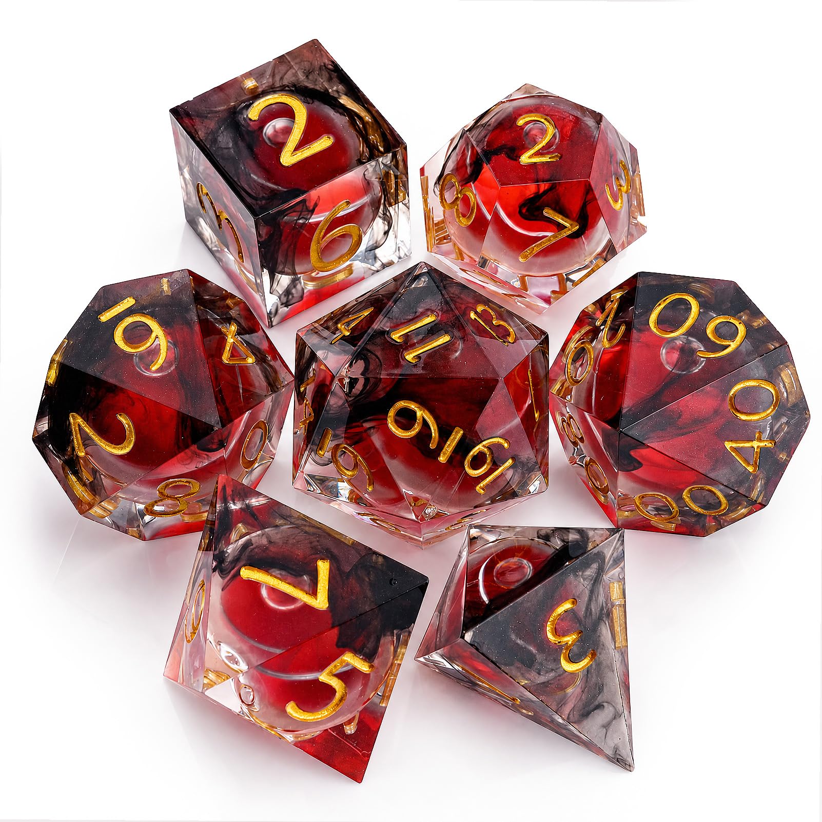 Haxtec Sharp Edge DND Resin Dice Set with Metal Case