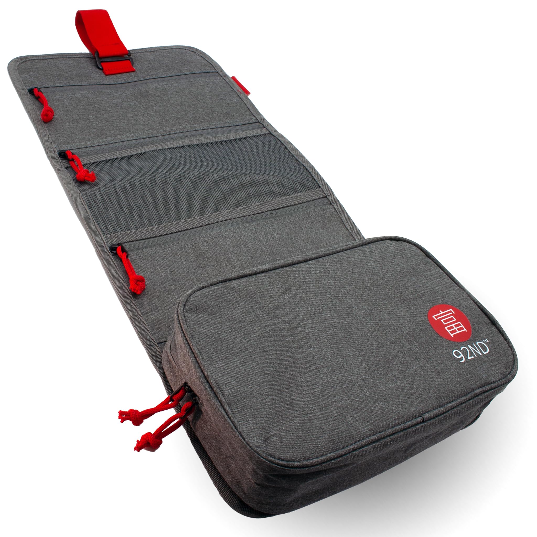 92ND.Supply, Neceser para hombre, neceser para hombre, colgar todos los compartimentos con cremallera, mucho espacio de almacenamiento mediante correas ajustables, cierre de . (gris), gris, 61 x 27 cm