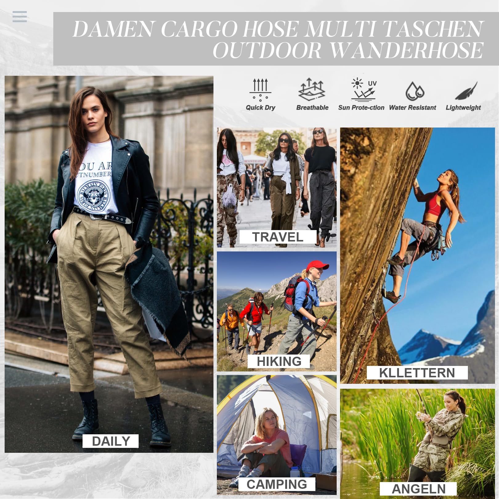 yeyity Pantaloni cargo da donna, multi tasche, pantaloni da trekking, pantaloni da lavoro, pantaloni da jogging, pantaloni da trekking, pantaloni militari, streetwear