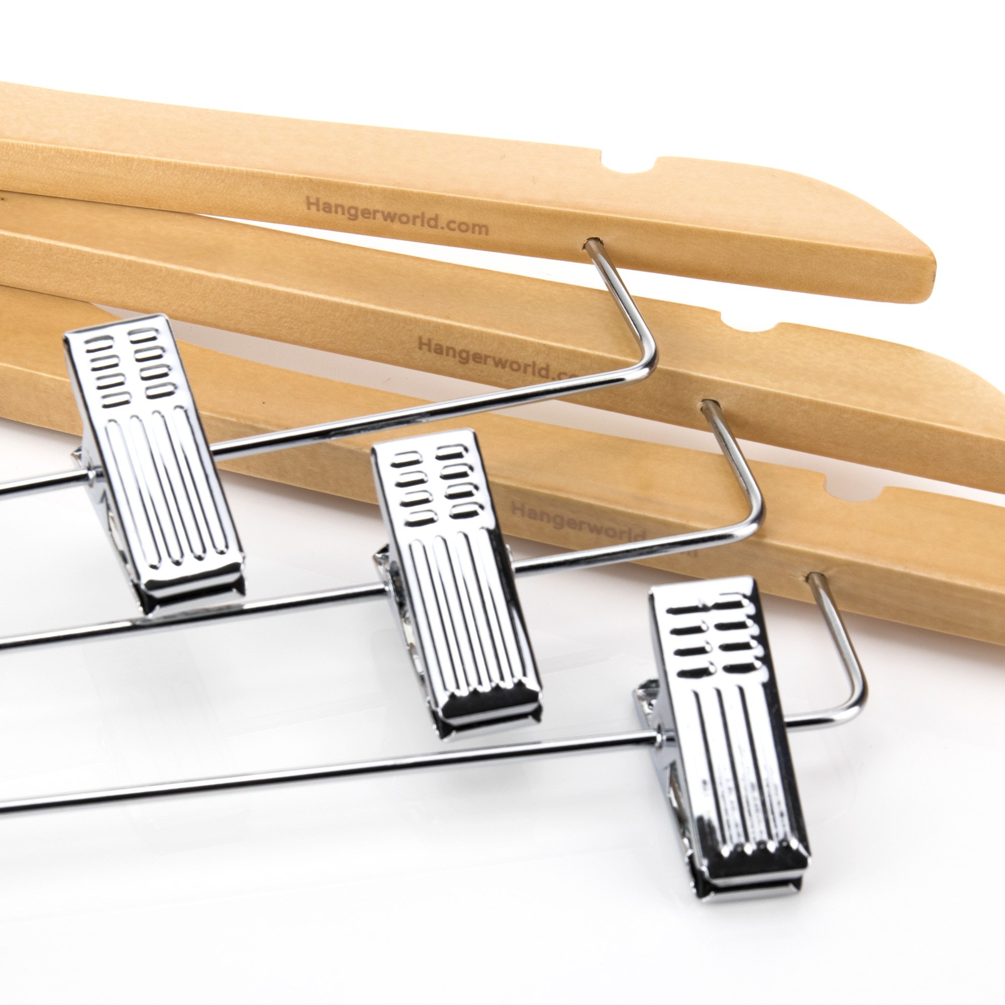 Hangerworld Lot de 5 cintres en Bois à Pinces Ajustables pour Tailleurs/Jupes - 45cm