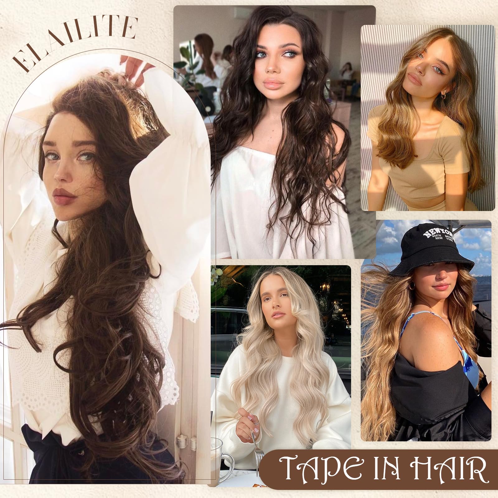 Elailite Extension Biadesivo Capelli Veri Adesive Human Hair Cuciti 10 Ciocche Tape Extensions Biadesive 20g 25cm #60 Biondo Platino