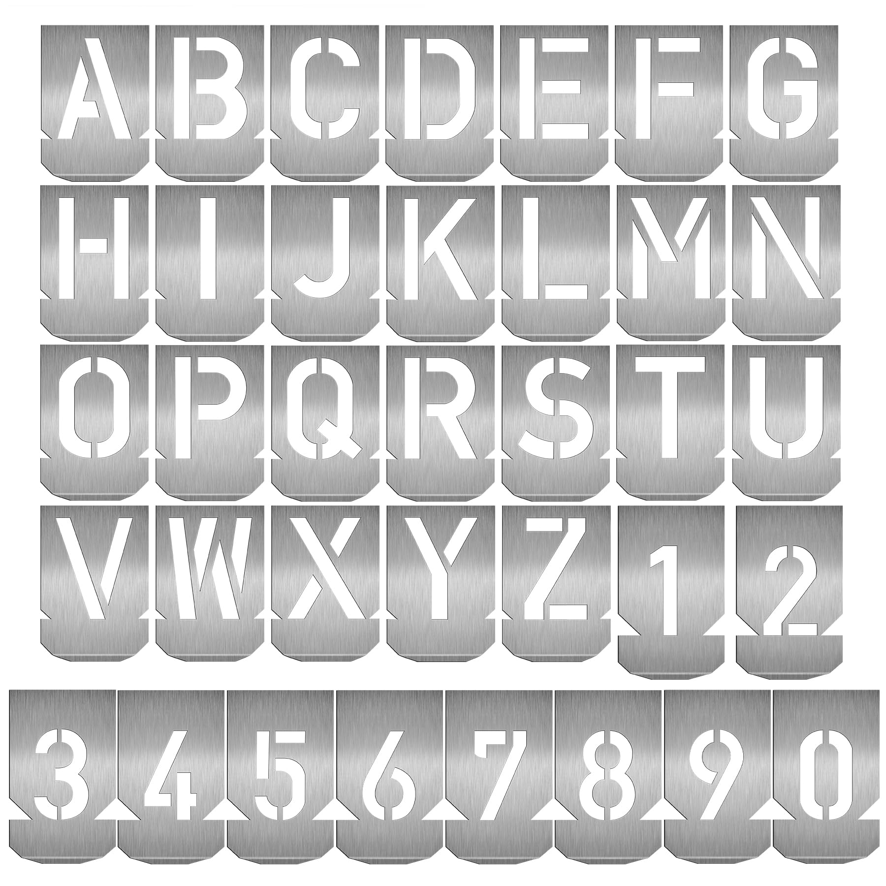 HAUTMEC 1-1/4"(30mm) Letter Number Stencils Set, 36 Pcs Stainless Steel Templates for Spray Painting, Reusable for Signs, Craf Metal DIY,Journaling, Narrow HT0345-ST-1
